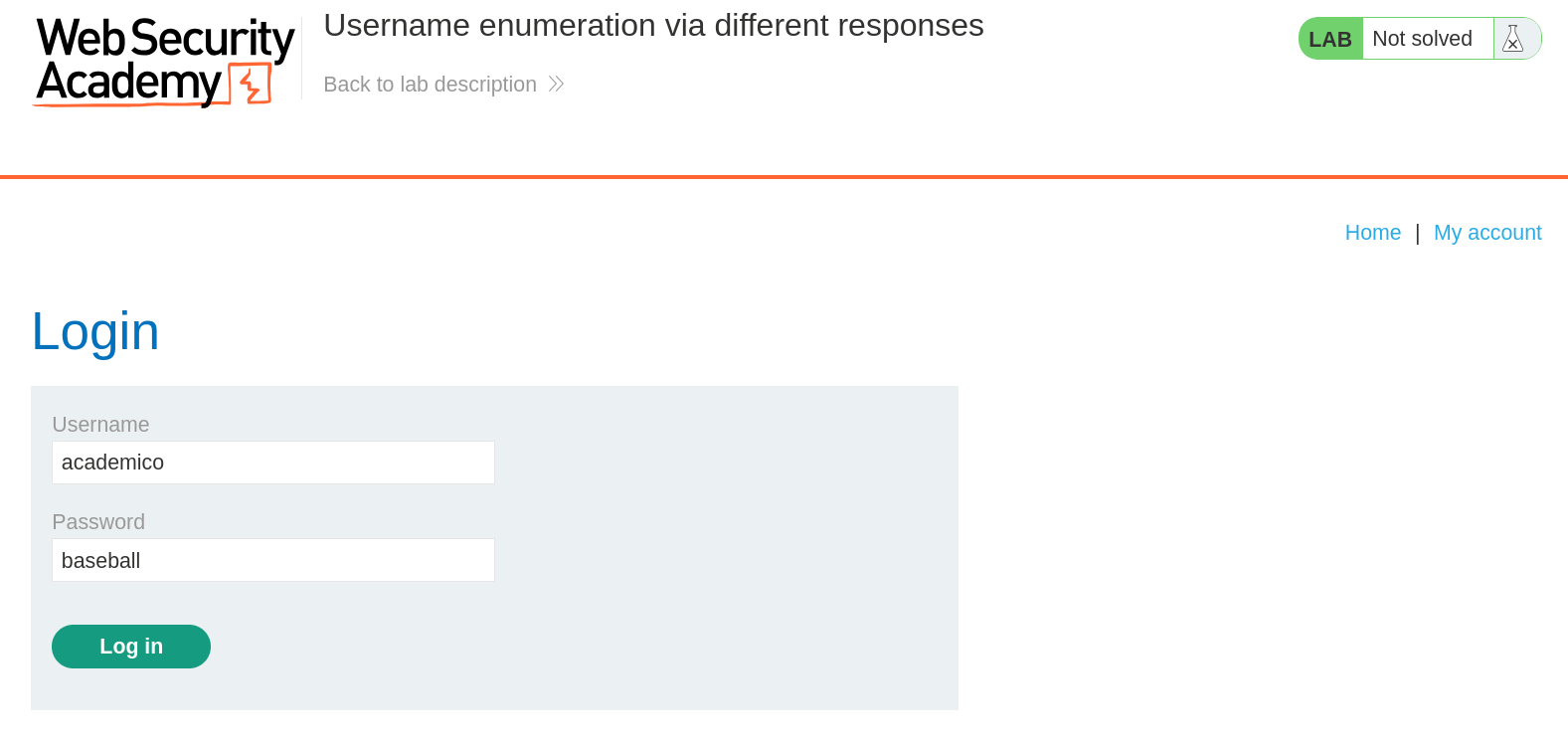 Login page with extracted credentials