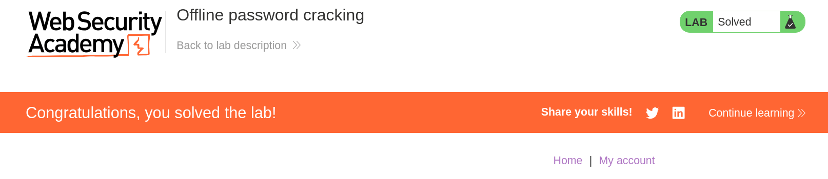 PortSwigger lab completion confirmation message