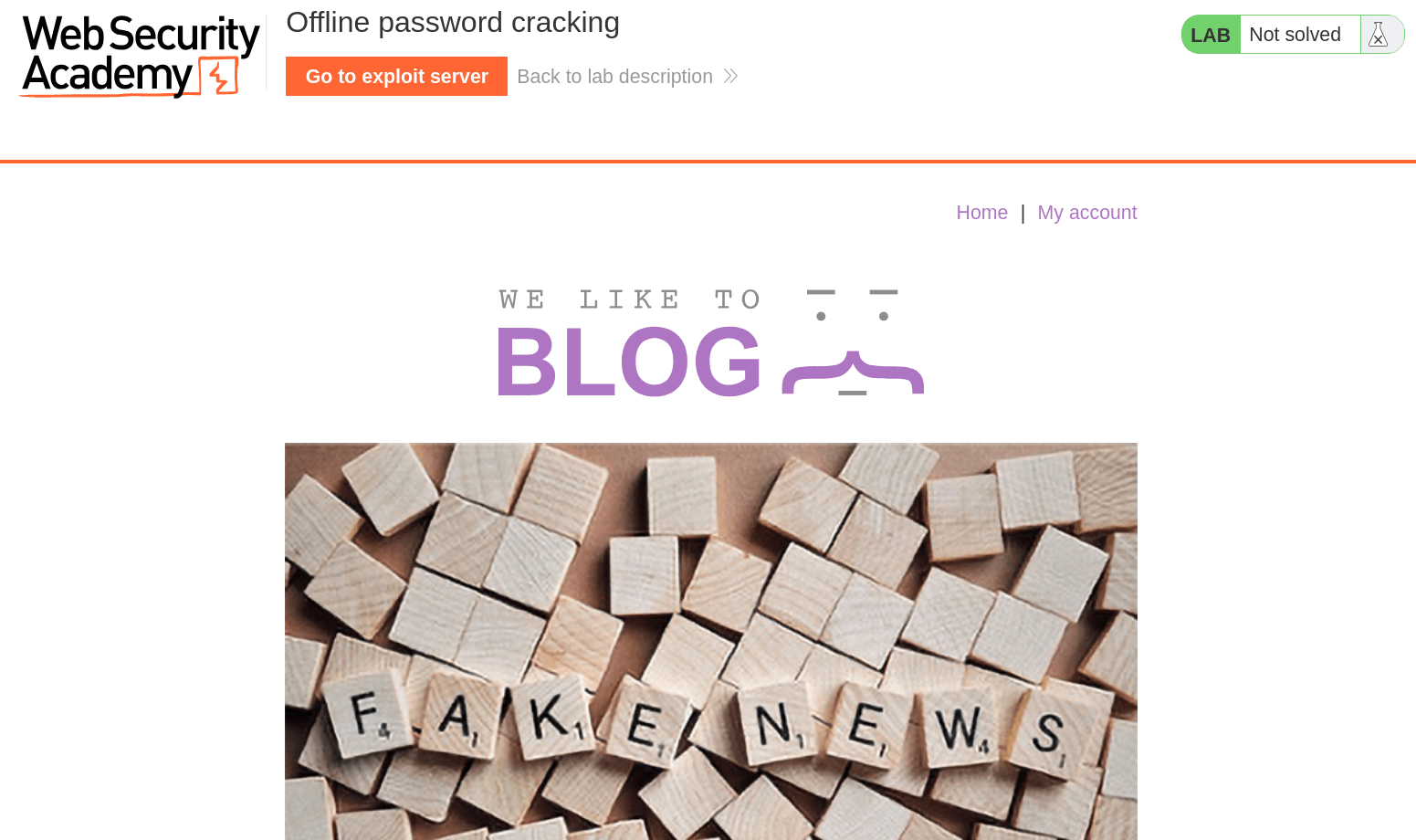 Initial inspection of PortSwigger authentication lab with XSS vulnerability