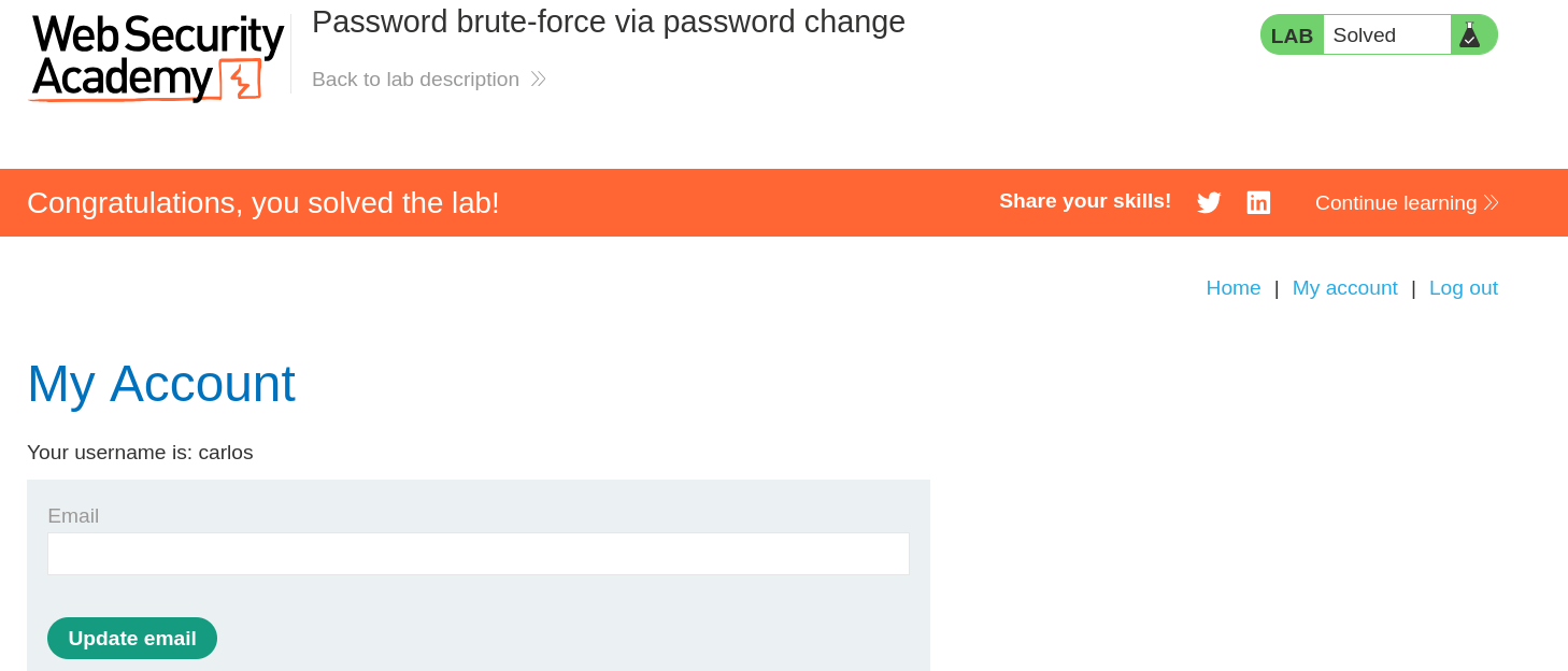 PortSwigger lab completion confirmation message