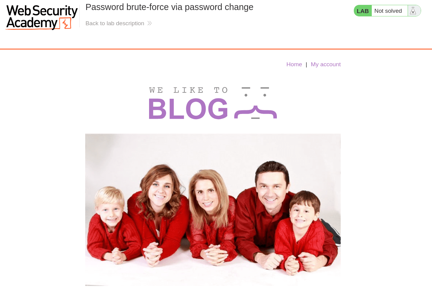 Initial inspection of PortSwigger authentication lab with password change vulnerability