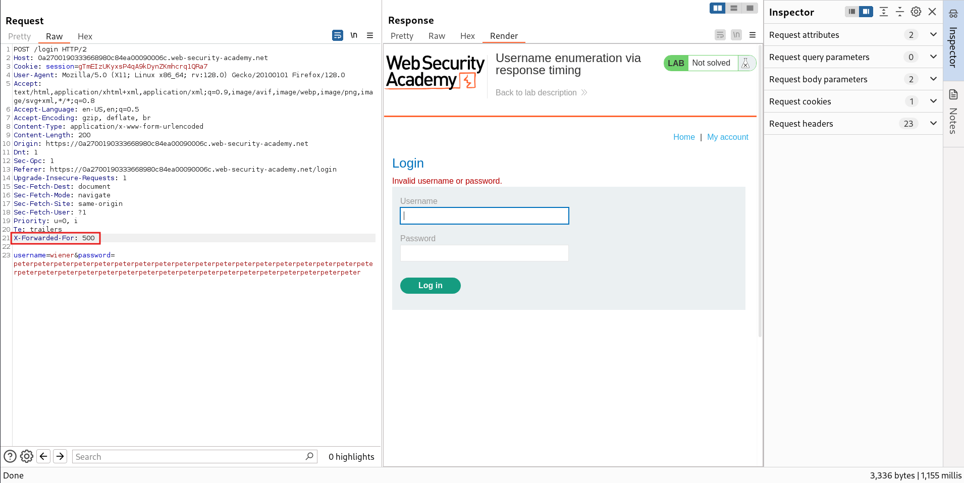 Header X-Forwarded-For added to bypass rate limiting in Repeater