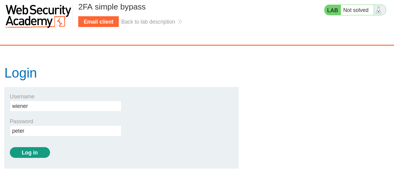 Login attempt for user wiener (wiener) captured in Burp