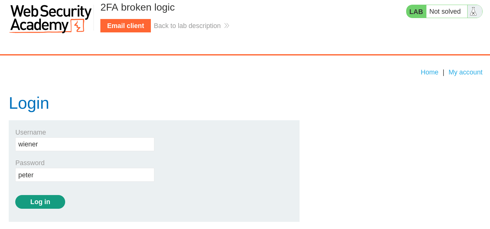 Login attempt for user wiener (wiener) captured in Burp