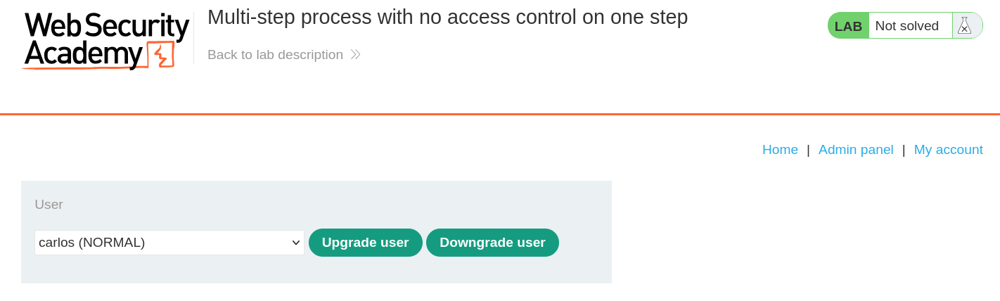 Admin panel dashboard showing user management options
