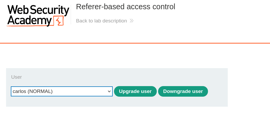Admin panel showing user promotion interface with referer-based access control