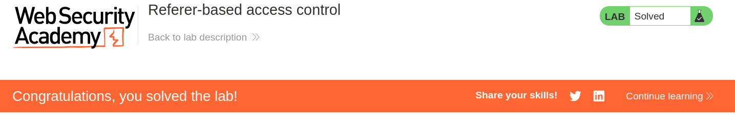 Lab solved confirmation after successfully promoting wiener to administrator
