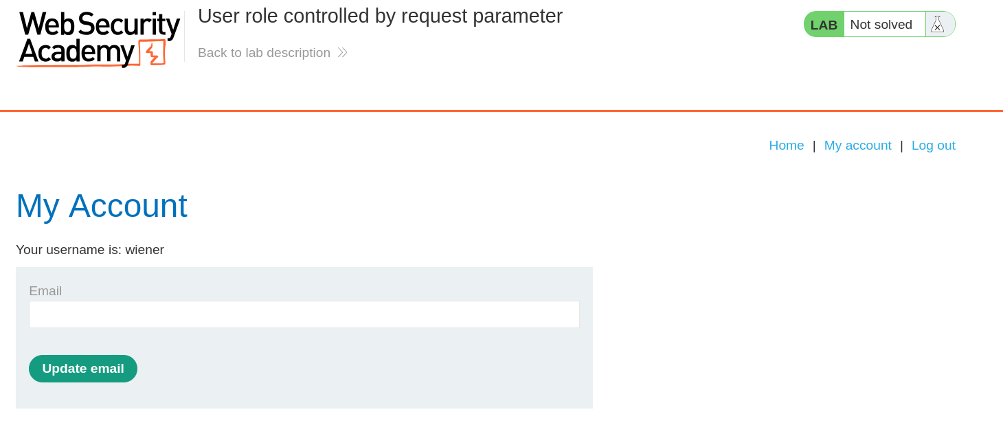 Account settings page displaying email update form