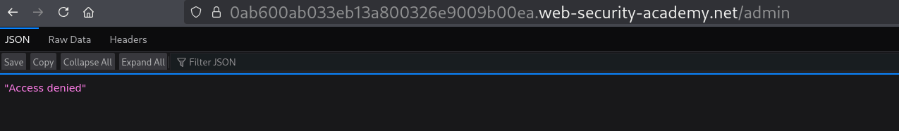 Access denied page when clicking Admin Panel link due to URL-based control