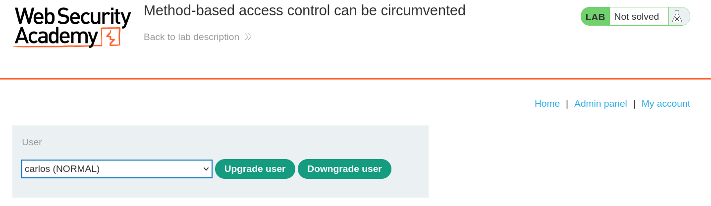 Admin panel dashboard showing user role management options