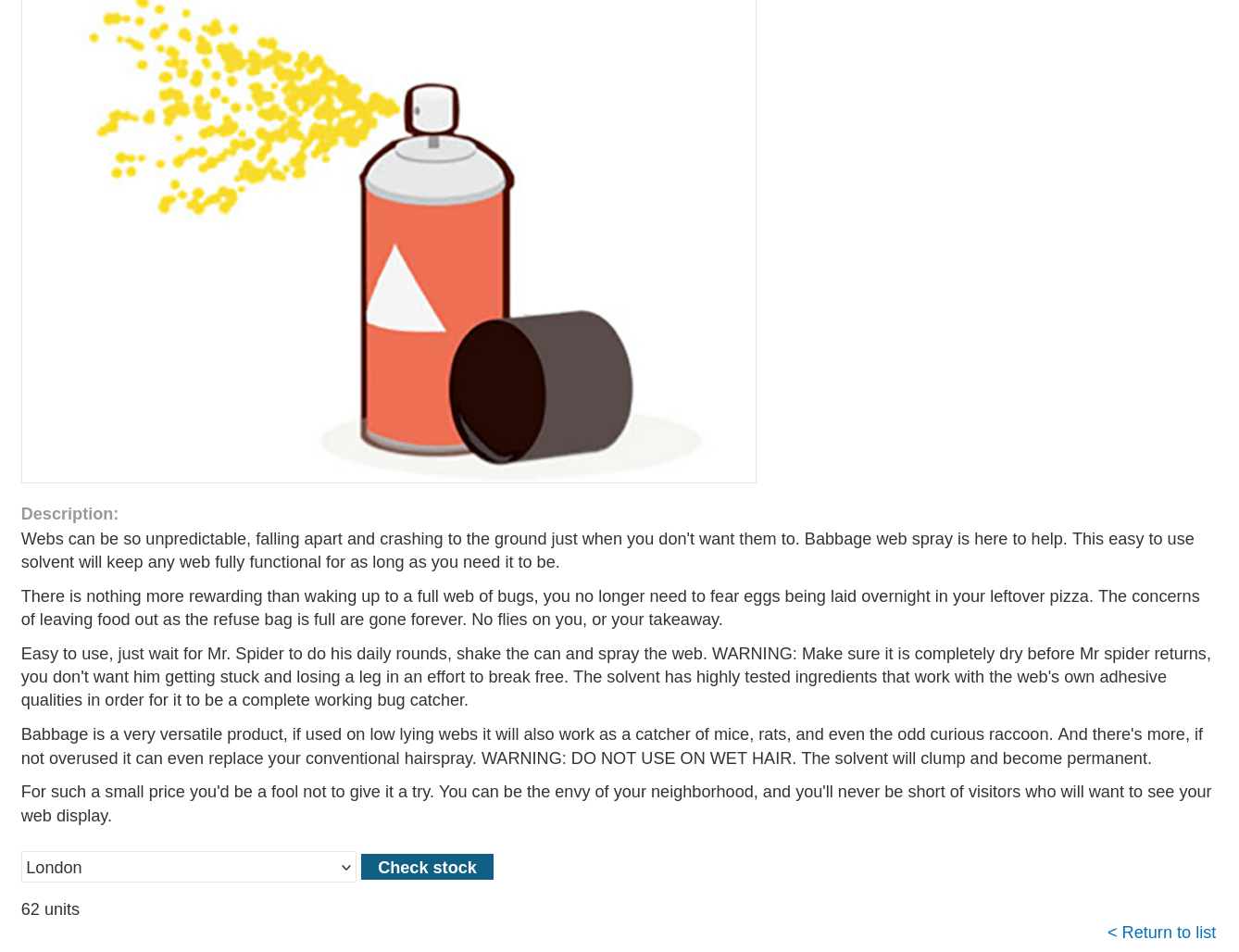 Detailed view of product stock check page used for OS command injection testing