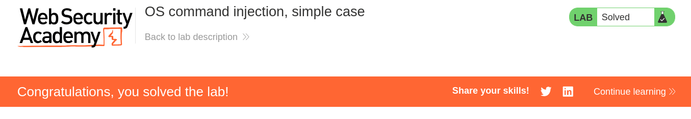 Solved confirmation message for PortSwigger lab