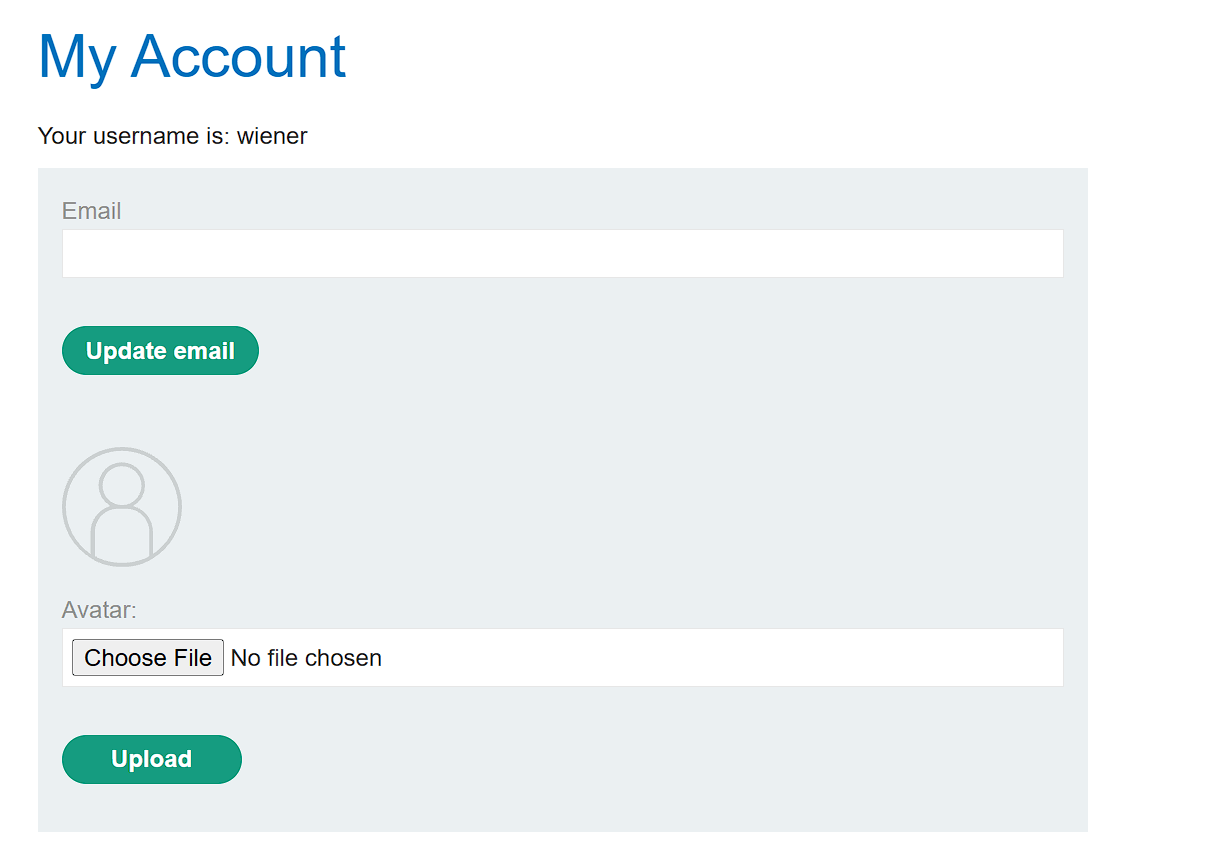 User profile page with file upload form for avatar image