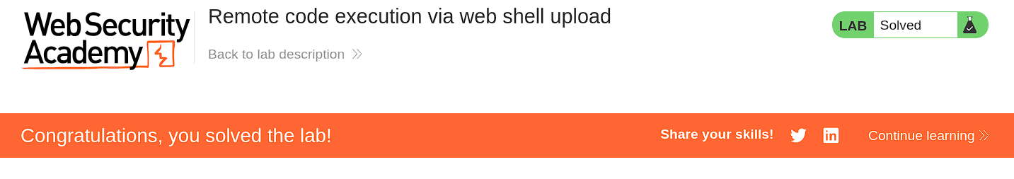 Lab solved confirmation message after submitting the correct secret