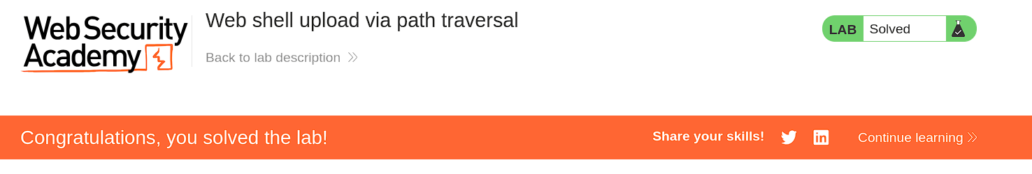 Lab solved confirmation message after submitting the correct secret