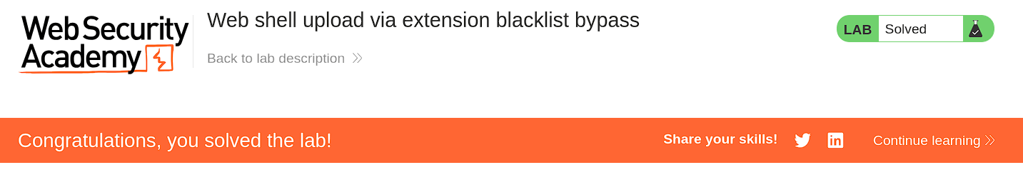 Lab solved confirmation message after submitting the correct secret