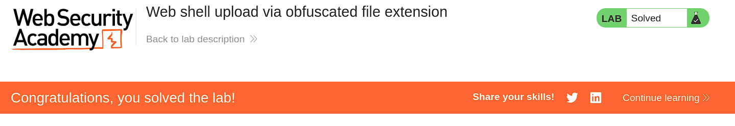 Lab solved confirmation message after submitting the correct secret
