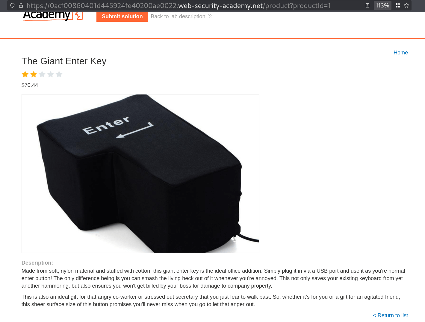 Individual product page screenshot