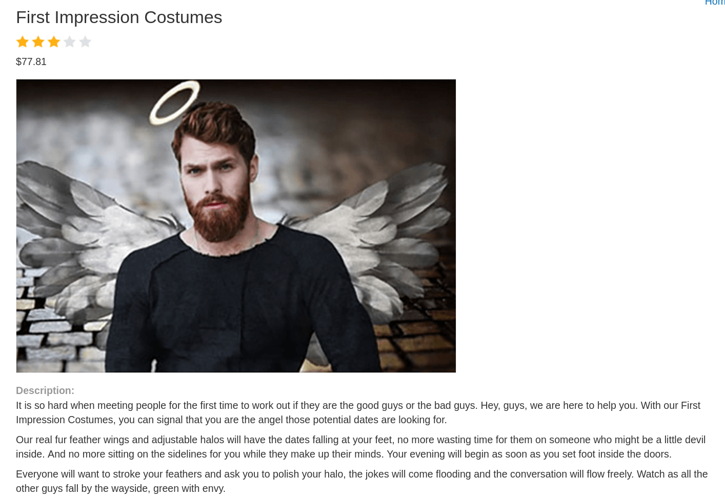 Individual product page screenshot