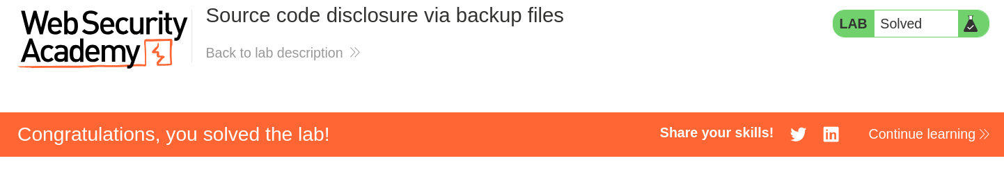PortSwigger Lab solved confirmation after submitting key