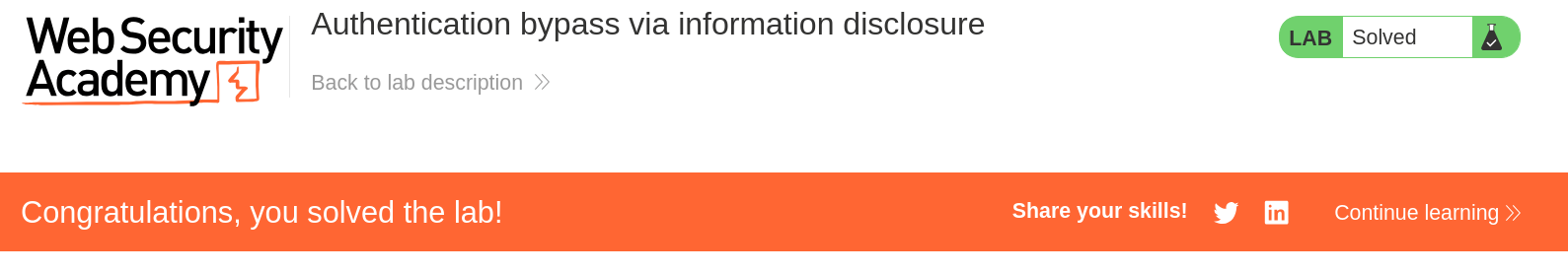PortSwigger Lab solved confirmation banner after deleting carlos