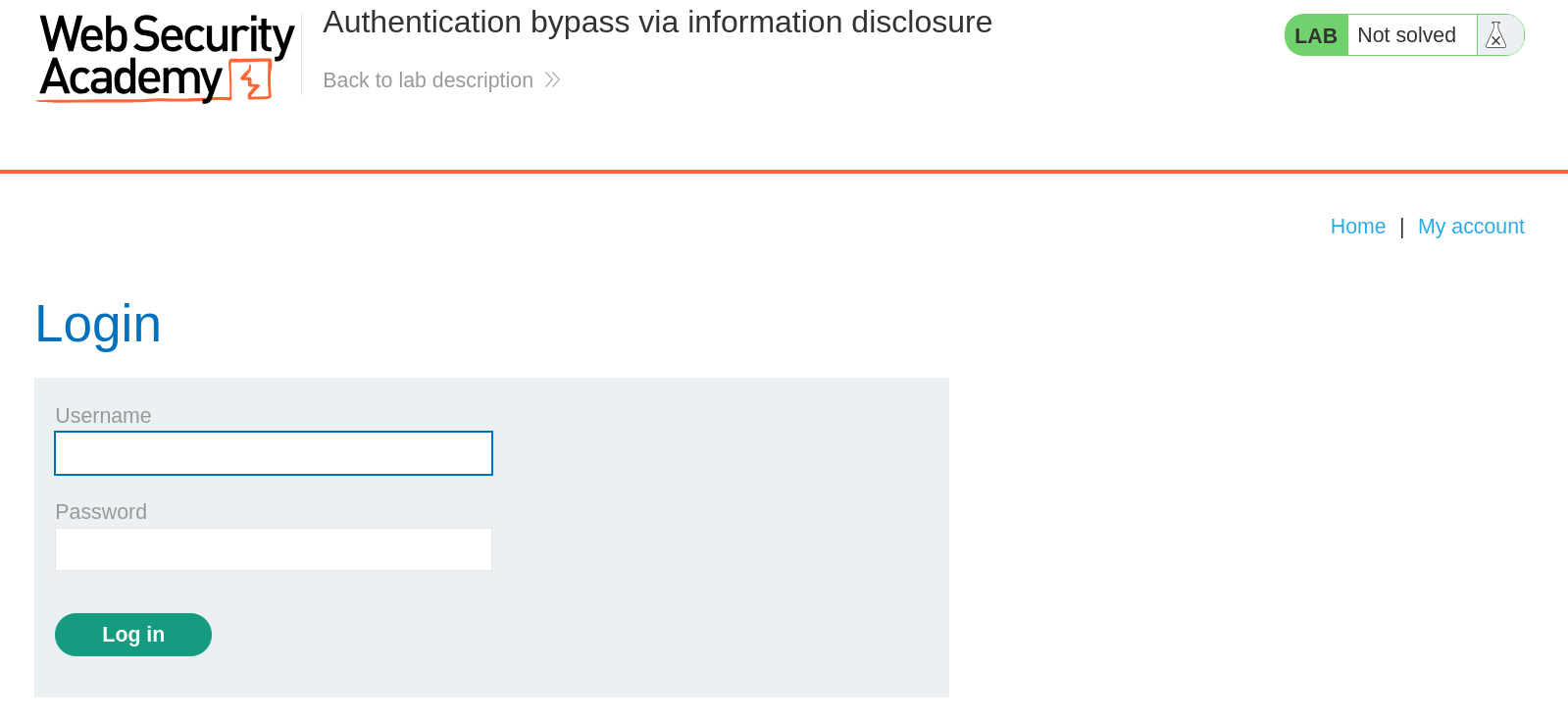 Login page of the lab instance