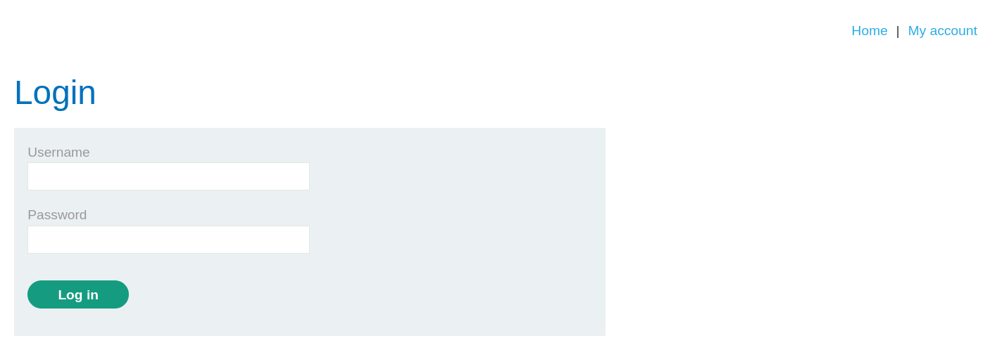Login page interface with username and password fields