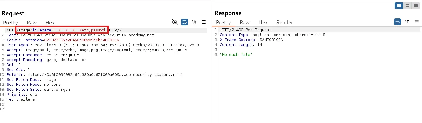 Path traversal payload using ../ blocked by server in BurpSuite Repeater