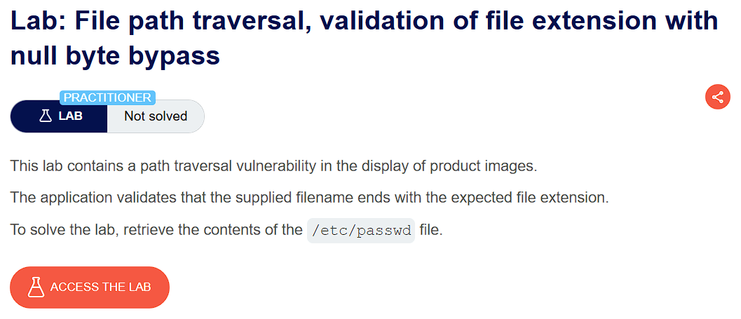 PortSwigger lab description page for Path Traversal – Superfluous URL Decode