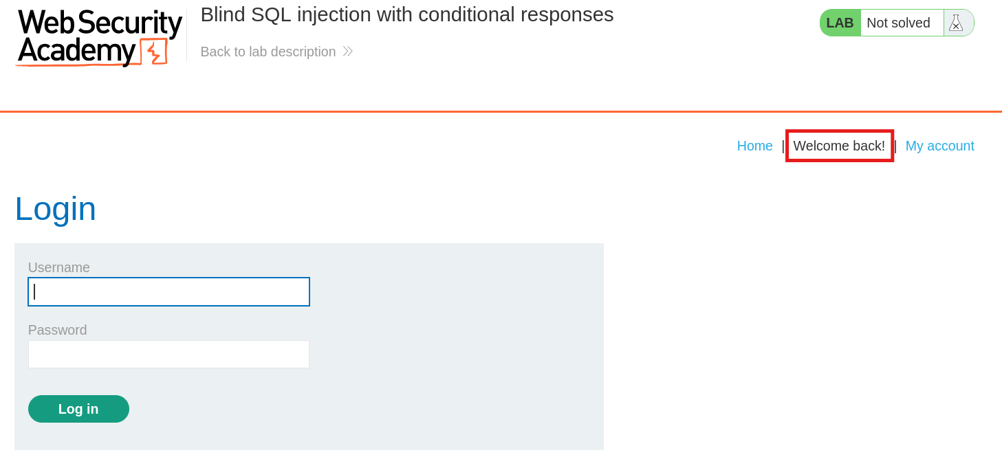 Login page of lab instance