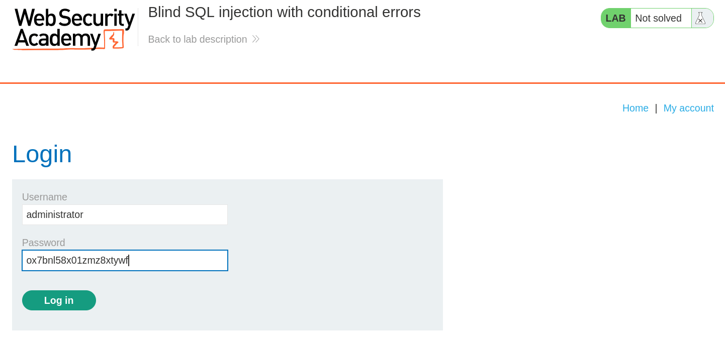 Administrator login page with extracted credentials entered
