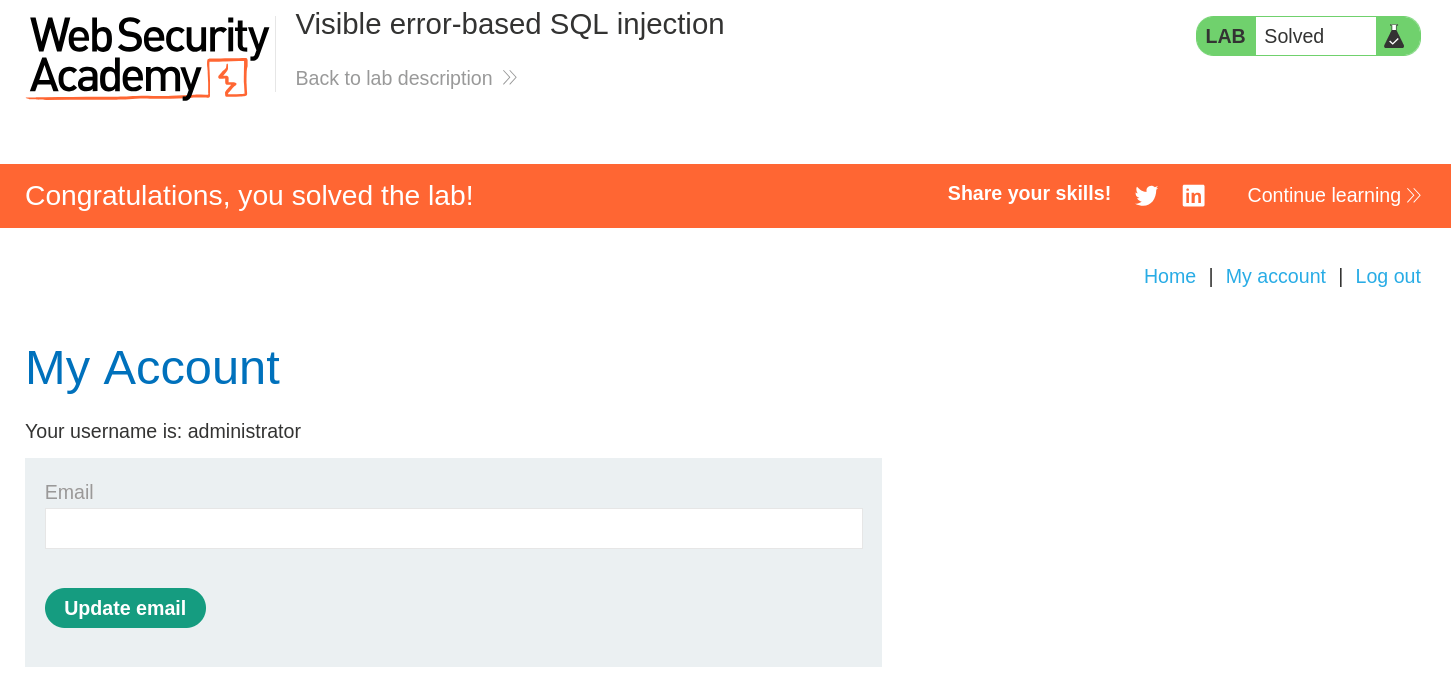 Final solved lab confirmation screen
