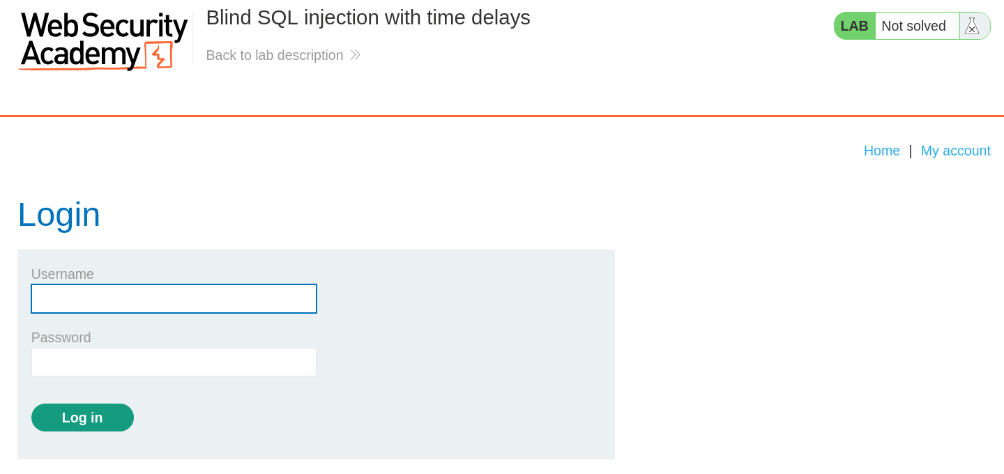 Login page of the vulnerable PortSwigger shopping lab