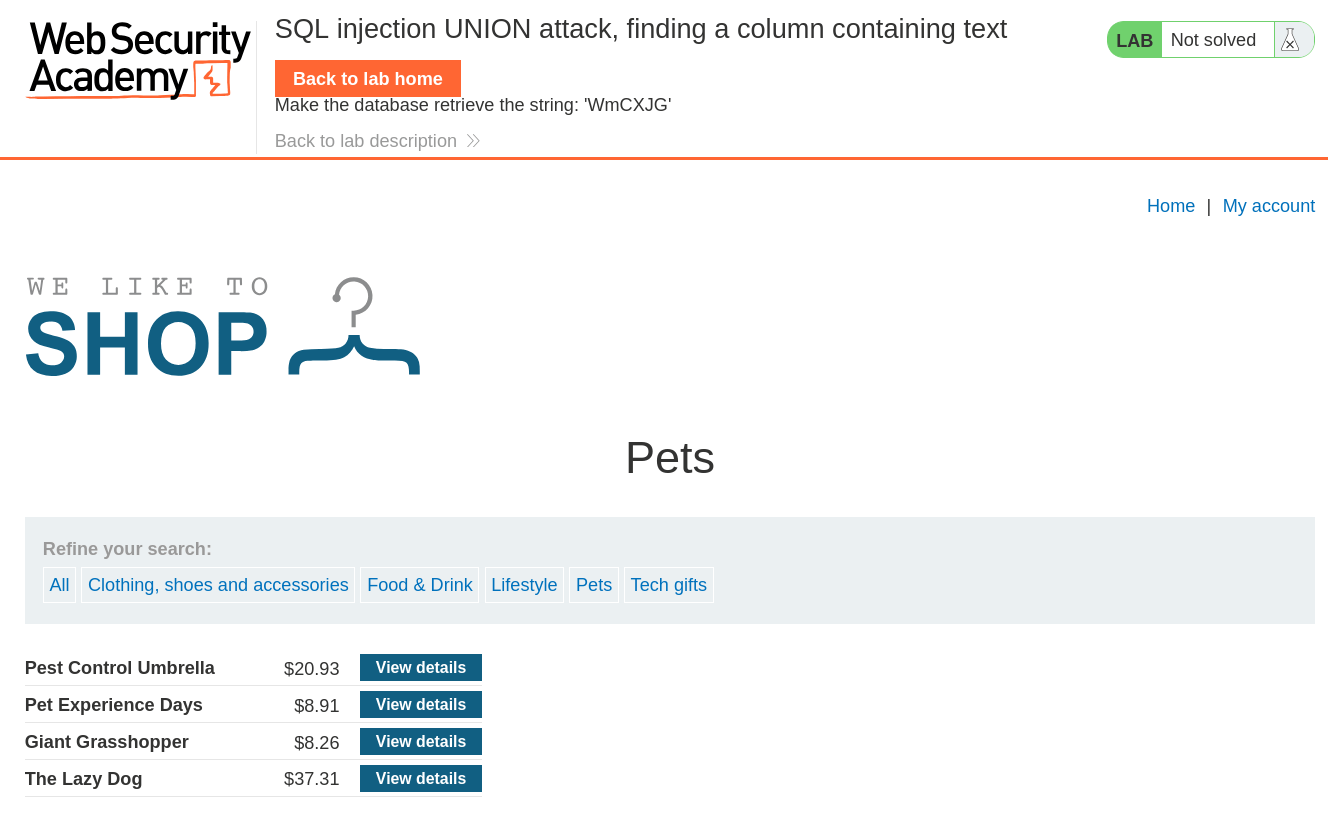 Filter parameter shown in the URL as user interacts with product categories