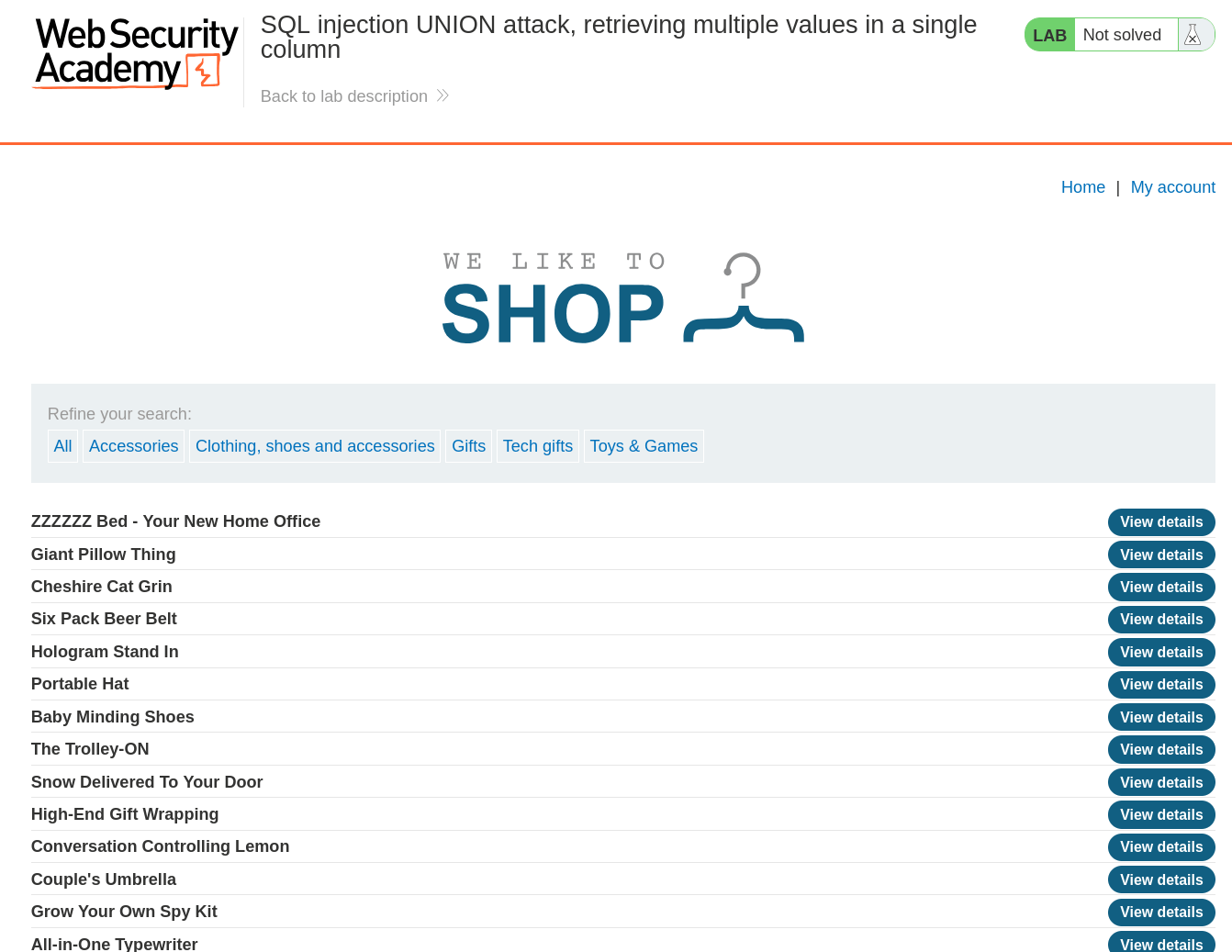Target web application homepage with product categories