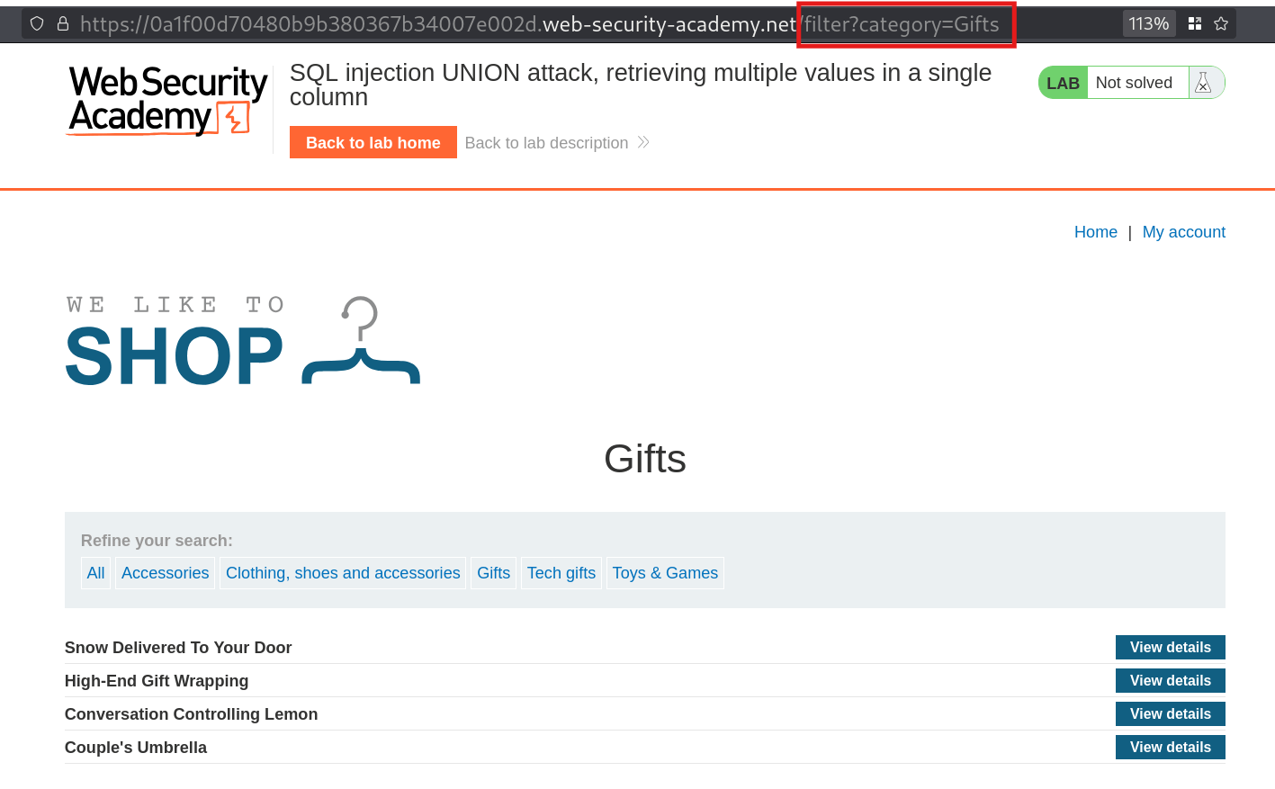 Filter parameter in URL revealing possible injection point
