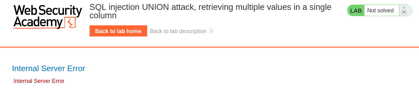 Internal server error from payload testing first column for string data