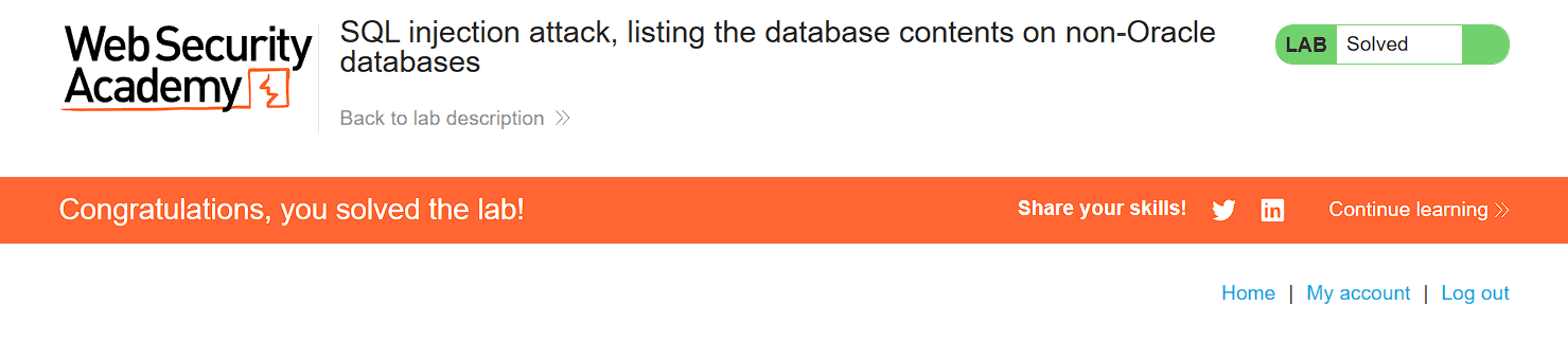 Successful admin login after retrieving credentials via SQL injection