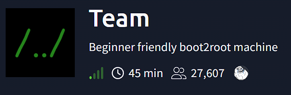 TryHackMe room banner for Team showing the reverse engineering walkthrough title