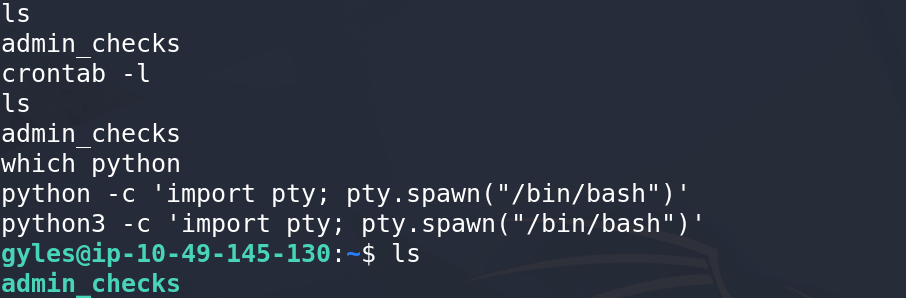 Spawned interactive bash shell after upgrading the gyles session